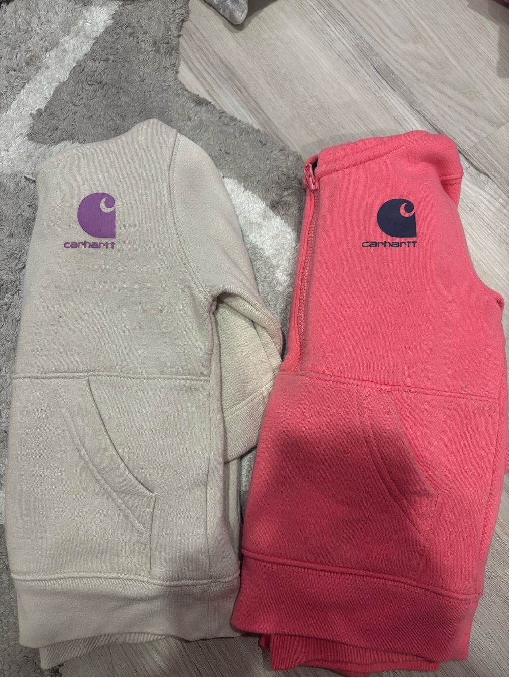 Carhartt Hooded Sweatshirts in Cream and Coral Pink Duo